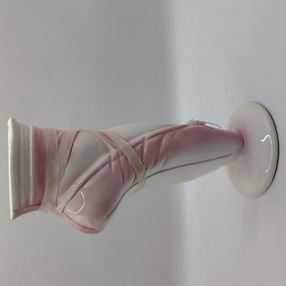 Vintage Ceramic Pink Ballerina Dance Slipper Vase with Pink Ribbon - Picture 3 of 6